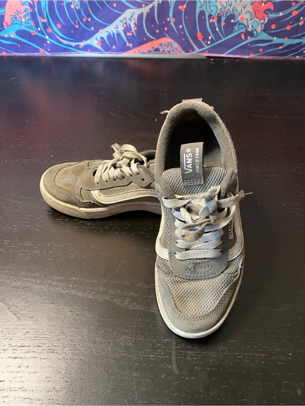Vans Men's Gray Low-Top Sneakers with White Stripe